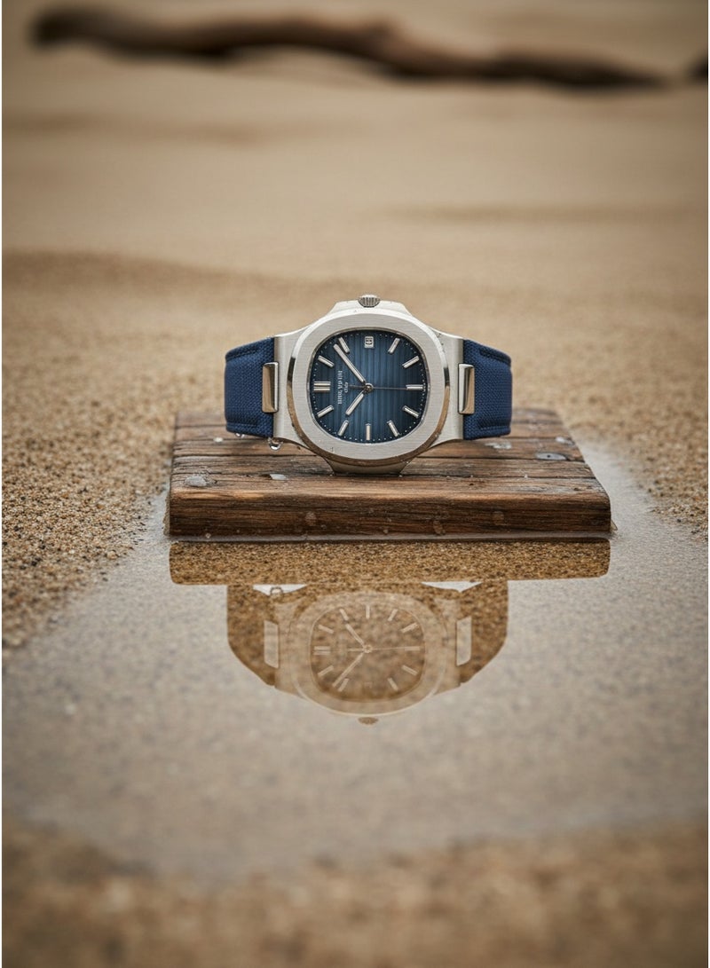 باتيك فيليب ساعة باتيك فيليب نوتيلوس الفاخرة ذات المينا الزرقاء الأوتوماتيكية - Image 5